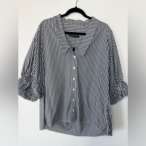 Victoria Thomas Tops - Victoria Thomas Striped Cotton Shirt – Size 38 (US 6–8 Approx.)